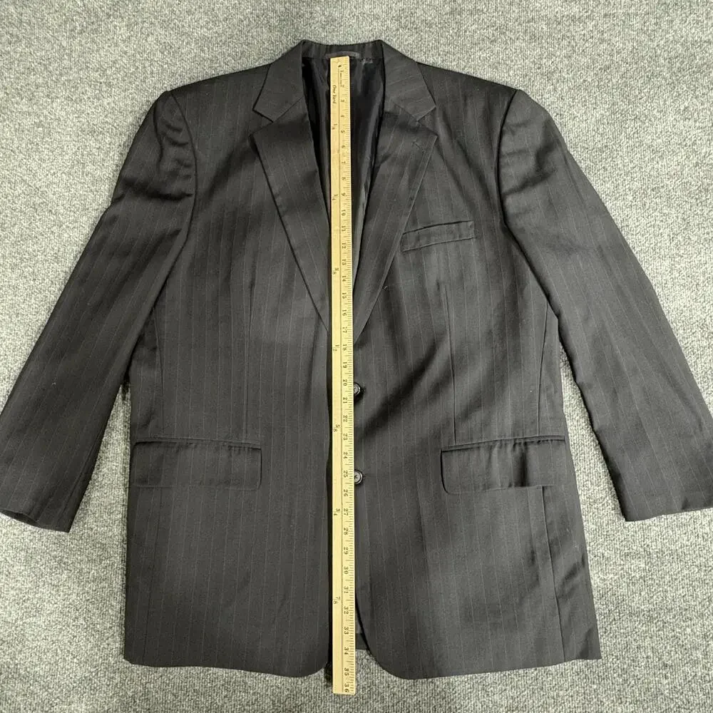 Hong Kong Grand Custom Clothes Blazer Mens 48 Charcoal Pinstripe 2 Button